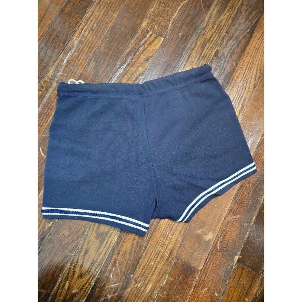 Vintage 60s 70s Navy Blue Boys Shorts Swim Trunk Donmoor Whale